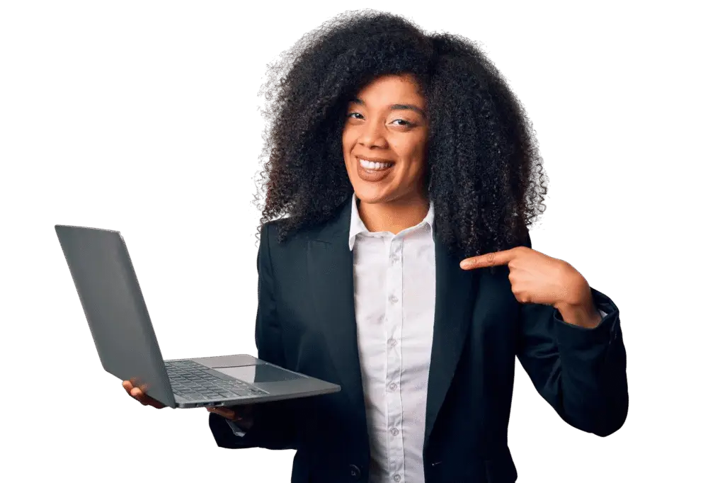 African American Business Woman Holding A Laptop | CV Mbonisi